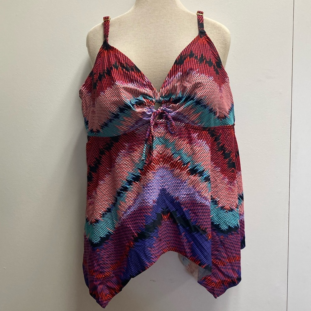 Vibrant Multicolor Zigzag Swim Tank Top